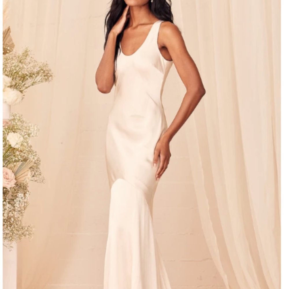 Champagne Satin Maxi Dress